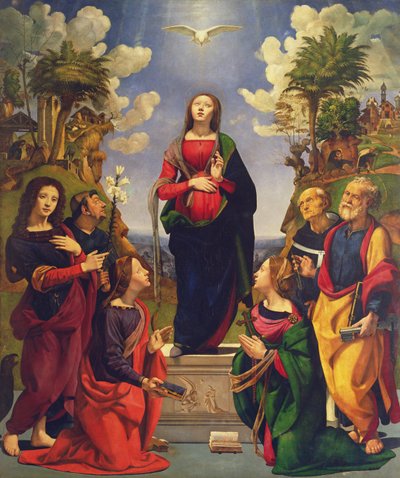 Unbefleckte Empfängnis und sechs Heilige von Piero di Cosimo